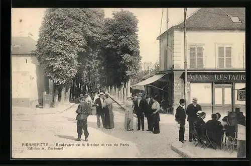 AK Pierrefitte, Boulevard de la Station et rue de Paris