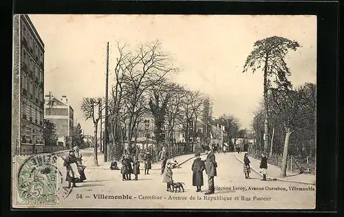 AK Villemonble, Carrefour, Avenue de la République et Rue Pasteur