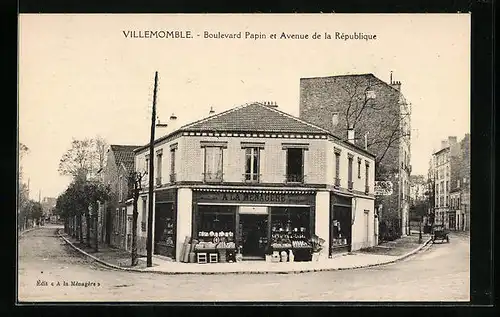 AK Villemomble, Boulevard Papin et Avenue de la République
