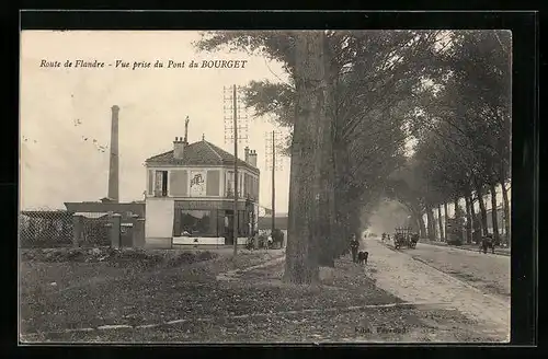 AK Bourget, Route de Flandre, Vue proise du Pont