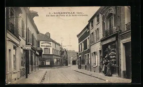 AK Romainville, Les Rues de Paris et de Saint-Germain