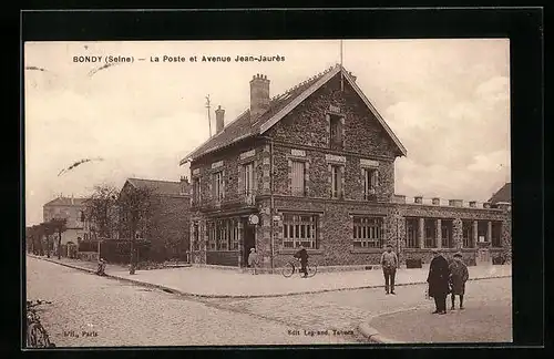 AK Bondy, La Poste et Avenue Jean-Jaurès