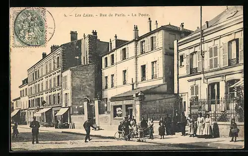 AK Les Lilas, Rue de Paris, La Poste