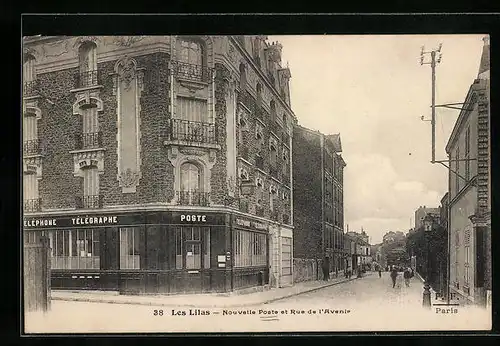 AK Les Lilas, Nouvelle Poste et Rue de l'Avenir