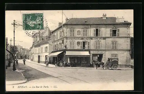 AK Epinay, La Rue de Paris, Restaurant Hotel