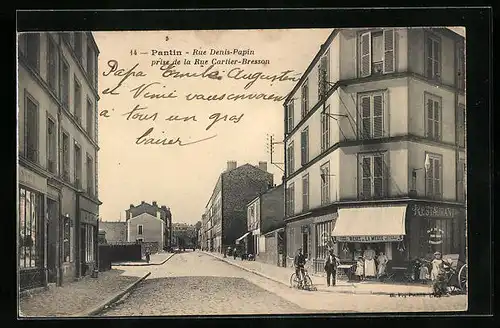 AK Pantin, Rue Denis-Papin prise de la Rue Cartier-Bresson