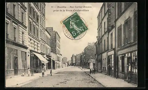 AK Pantin, Rue Cartier-Bresson prise de la Route d'Aubervilliers