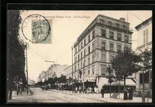 AK Le Raincy, Avenue du Chemin de fer, Les Cinq Étages