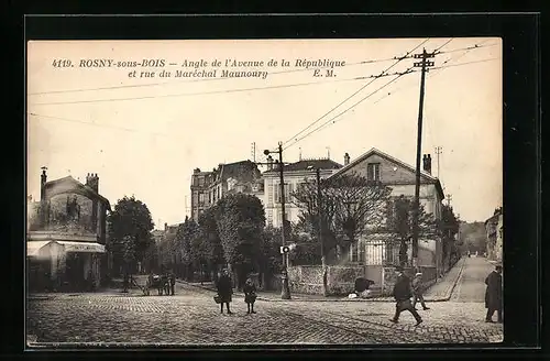 AK Rosny-sous-Bois, Angle de l`Avenue de la République et rue du Maréchal Maunoury