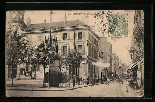 AK Aubervilliers, Rue de Moutier, La Mairie