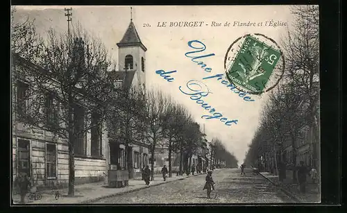 AK Le Bourget, Rue de Flandre et l`Eglise