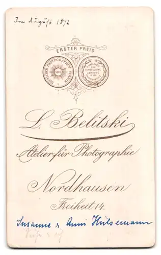 Fotografie L. Belitski, Nordhausen, Freiheit 14, junges Geschwisterpaar in weissen Kleidern