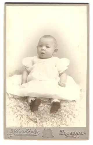 Fotografie Selle und Kuntze, Potsdam, Schwertfeger-Str. 14, Portrait Baby in weissem Kleid