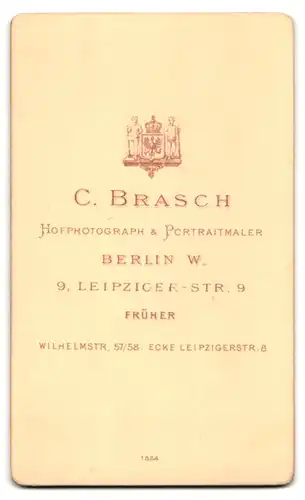 Fotografie C. Brasch, Berlin, Leipzigerstr. 9, Portrait Herr mit Brille und Schnurrbart