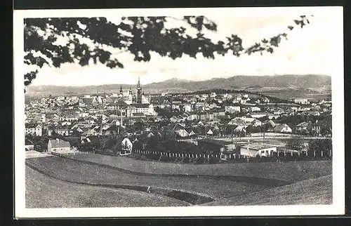 AK Klattau, Panorama mit Kirche