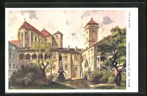 Künstler-AK Brünn / Brno, Hof des Franzensmuseums