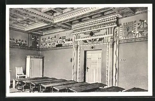 AK Berndorf, Innenansicht Volks- und Hauptschulen, Lehrzimmer im ägyptischen Stil