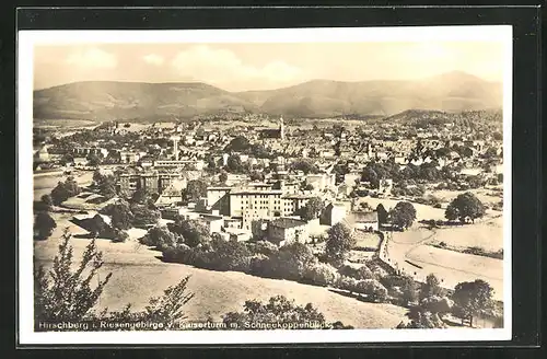 AK Hirschberg, Panorama vom Kaiserturm aus, mit Schneekoppenblick