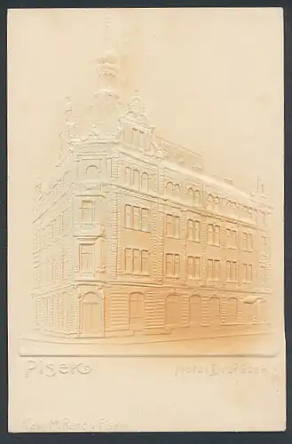 Relief-AK Pisek. Hotel Dvoracek