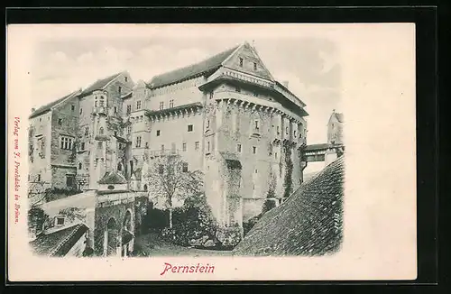 Relief-AK Pernstein, Blick auf die Burg