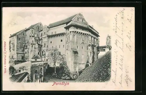 Relief-AK Pernstein, Teilansicht der Burg