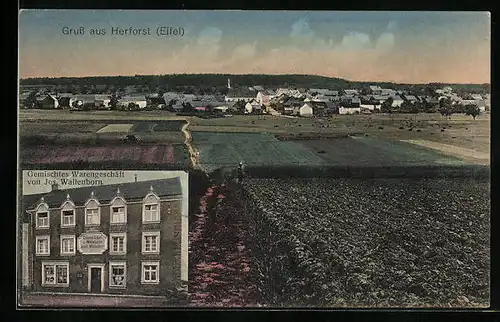 AK Herforst /Eifel, Warengeschäft v. Jos. Wallenborn, Panorama