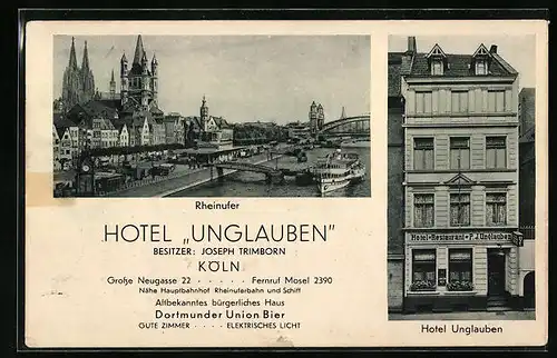 AK Köln, Hotel Unglauben, Grosse Neugasse 22