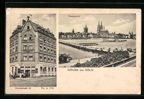 AK Köln, Gasthaus zur neuen Post, Ursulastrasse 52, Totalansicht