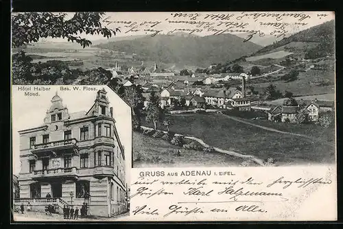 AK Adenau i. Eifel, Hotel Halber Mond, Panorama