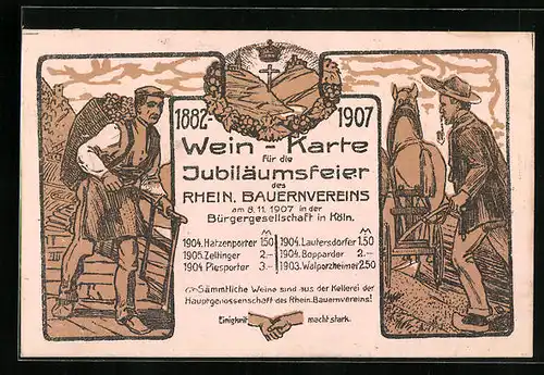AK Köln, Jubiläumsfeier im Gasthof Bürgergesellschaft, Festpostkarte