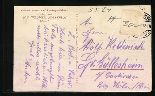 AK Holsthum, Gemischtwaren- und Landesprodukten-Geschäft von Johann Wagner