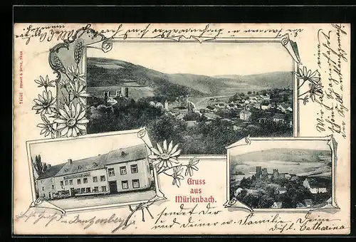 AK Mürlenbach, Gasthaus Heinrich Krumpen, Panorama