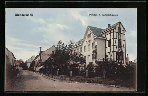 AK Manderscheid, Strassenpartie mit Pension von Recklingshausen