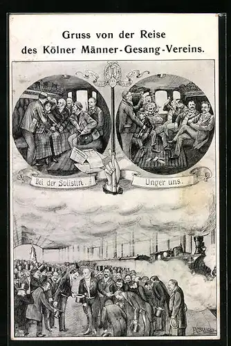 Künstler-AK Köln, Grusskarte des Kölner Männer-Gesang-Vereins