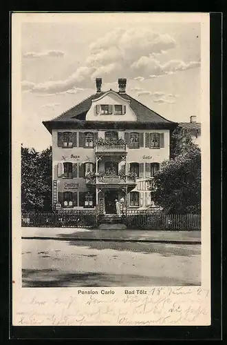 AK Bad Tölz, Pension Carlo mit Konditorei
