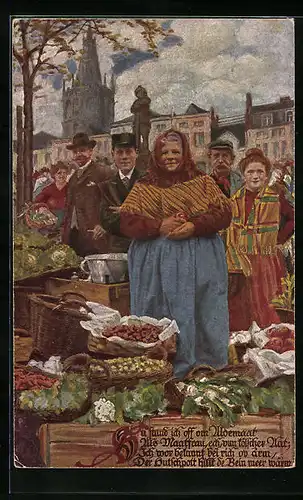 Künstler-AK Köln, Marktfrau auf dem Altermarkt