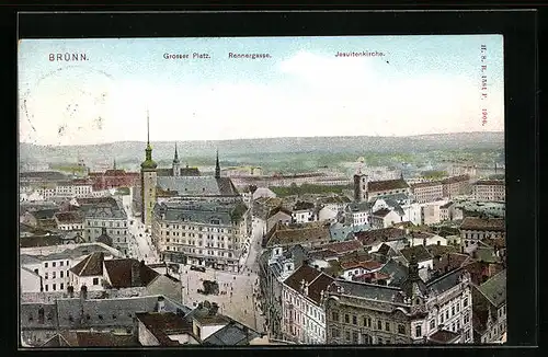 AK Brünn / Brno, Grosser Platz, Rennergasse, Jesuitenkirche