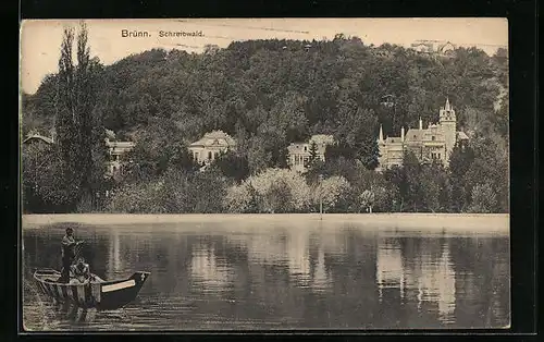 AK Brünn / Brno, Paddelboot am Schreibwald