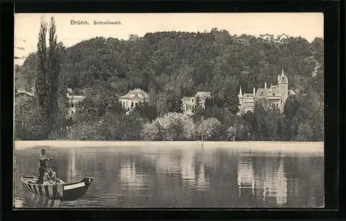 AK Brünn / Brno, Paddelboot am Schreibwald