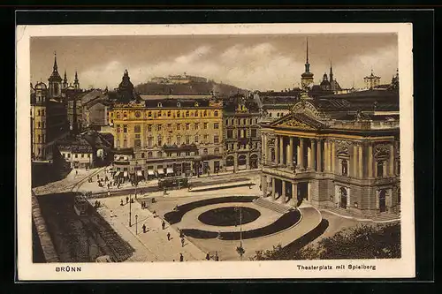 AK Brünn / Brno, Theaterplatz mit Spielberg
