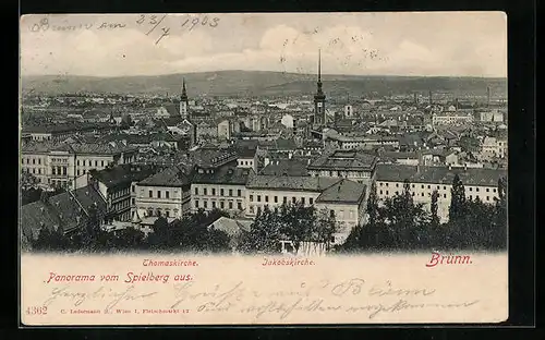 AK Brünn / Brno, Panorama von Spielberg aus