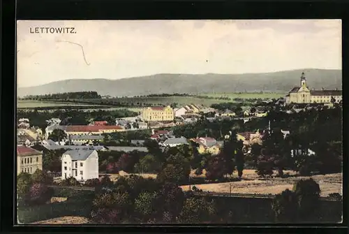 AK Lettowitz, Panorama mit Kirche