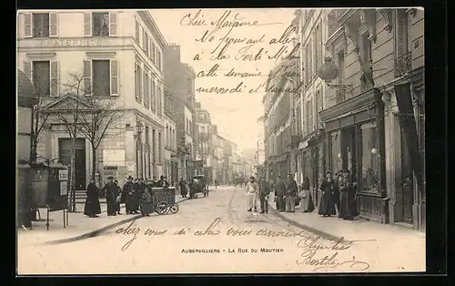 AK Aubervilliers, La Rue du Moutier