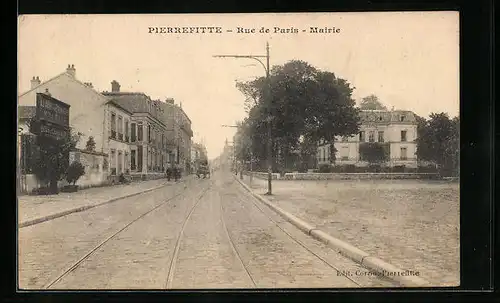 AK Pierrefitte, Rue de Paris, Mairie