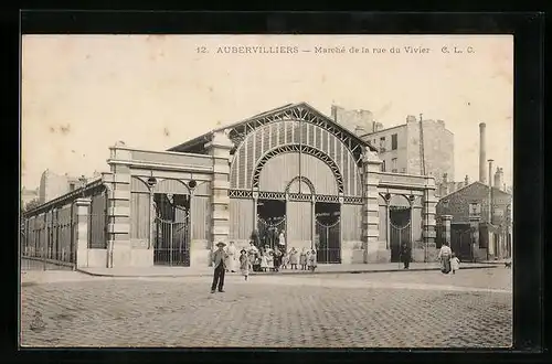 AK Aubervilliers, Marché de la rue du Vivier