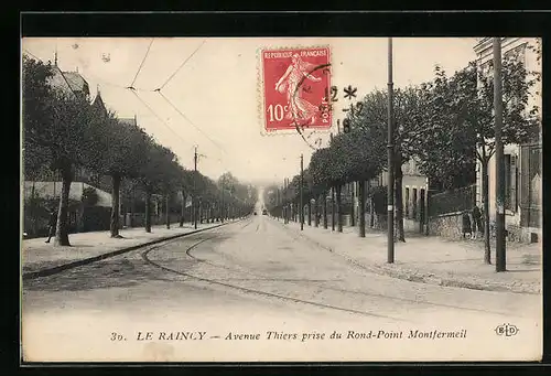 AK Le Raincy, Avenue Thiers prise du Rond-Point Montfermeil