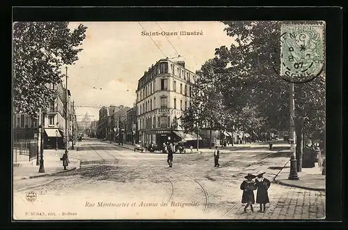 AK Saint-Ouen, Rue Montmartre et Avenue des Batignolles