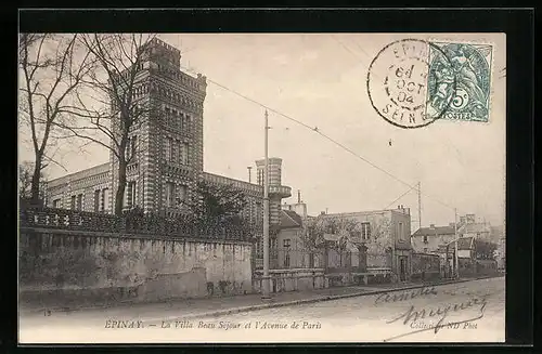 AK Épinay, La Villa Beau Séjour et l`Avenue de Paris