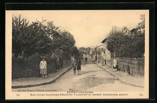 AK Épinay-sur-Seine, Rue Jules Siegfried, Georges Vaudoyer et André Rigothier