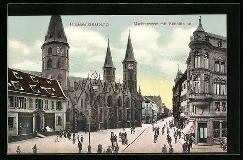 AK Kaiserslautern, Marktstrasse mit Stiftskirche